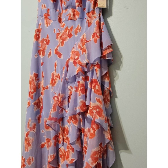NWT Eliza J Floral Halter Maxi Dress with bottom Ruffle. Size 10. Lined. Beauty! - Picture 4 of 12